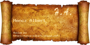 Hencz Albert névjegykártya